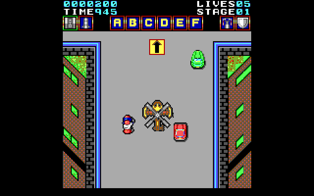 Action Fighter IBM PC/Compatibles Screenshot: Enemy helicopter overhead...