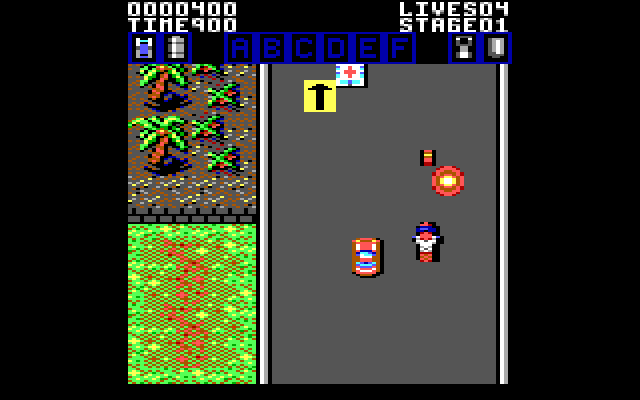Action Fighter IBM PC/Compatibles Screenshot: Blasting opponents...