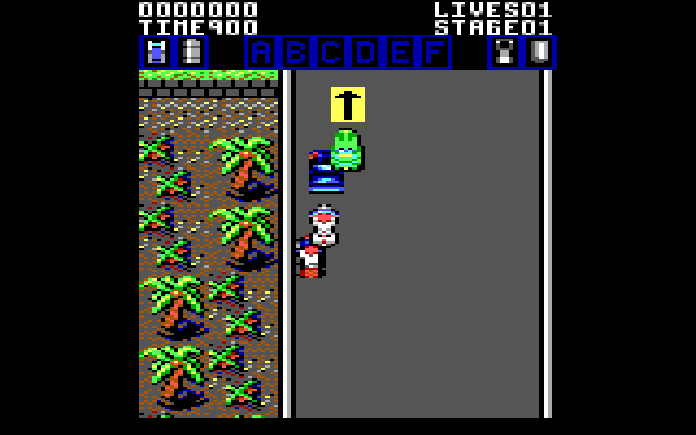 Action Fighter IBM PC/Compatibles Screenshot: Don't get shoved off the side of the road...