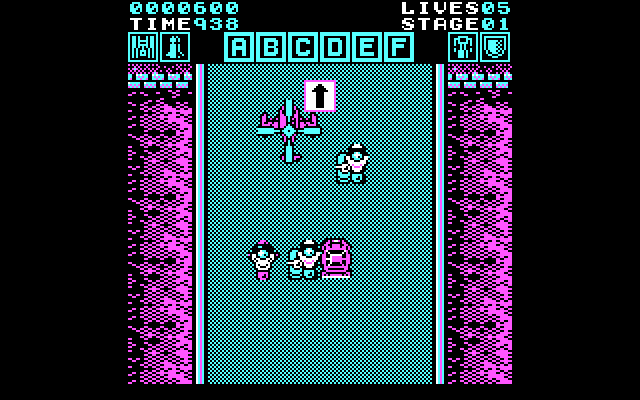 Action Fighter IBM PC/Compatibles Screenshot: Enemy helicopter overhead...