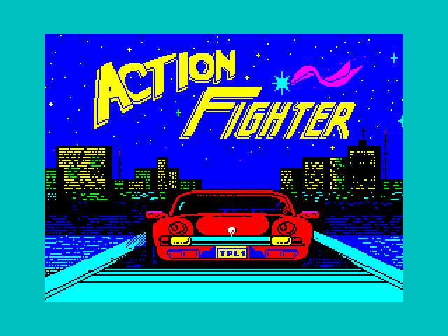 Action Fighter ZX Spectrum Screenshot: Loading screen.