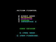 Action Fighter for ZX Spectrum - Main menu.