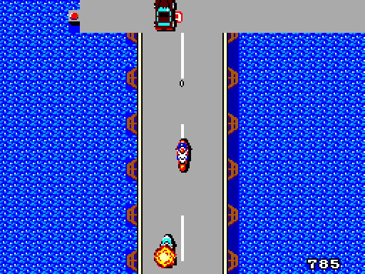Action Fighter Sega Master System Screenshot: These narrow bridges can be tough!