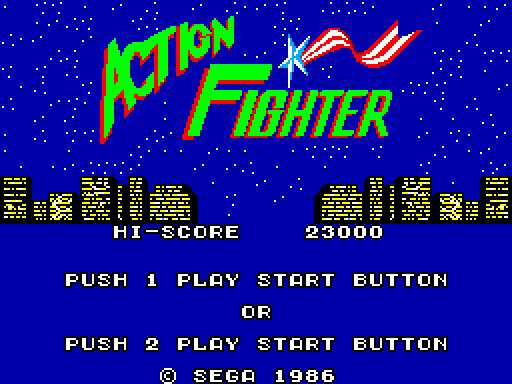 Action Fighter Sega Master System Screenshot: Main menu.