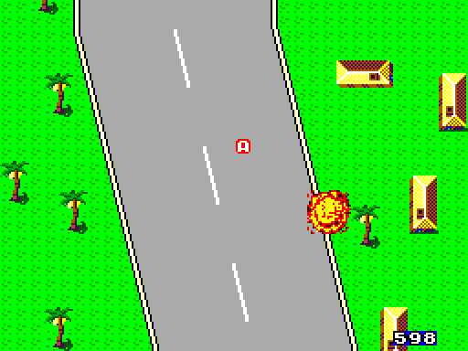 Action Fighter Sega Master System Screenshot: A crash!