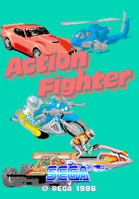 Action Fighter Arcade Screenshot: Title screen.