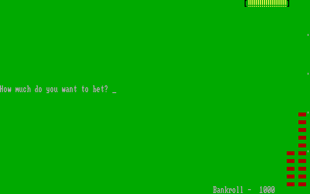 Las Vegas Blackjack IBM PC/Compatibles Screenshot: How much do you want to bet?