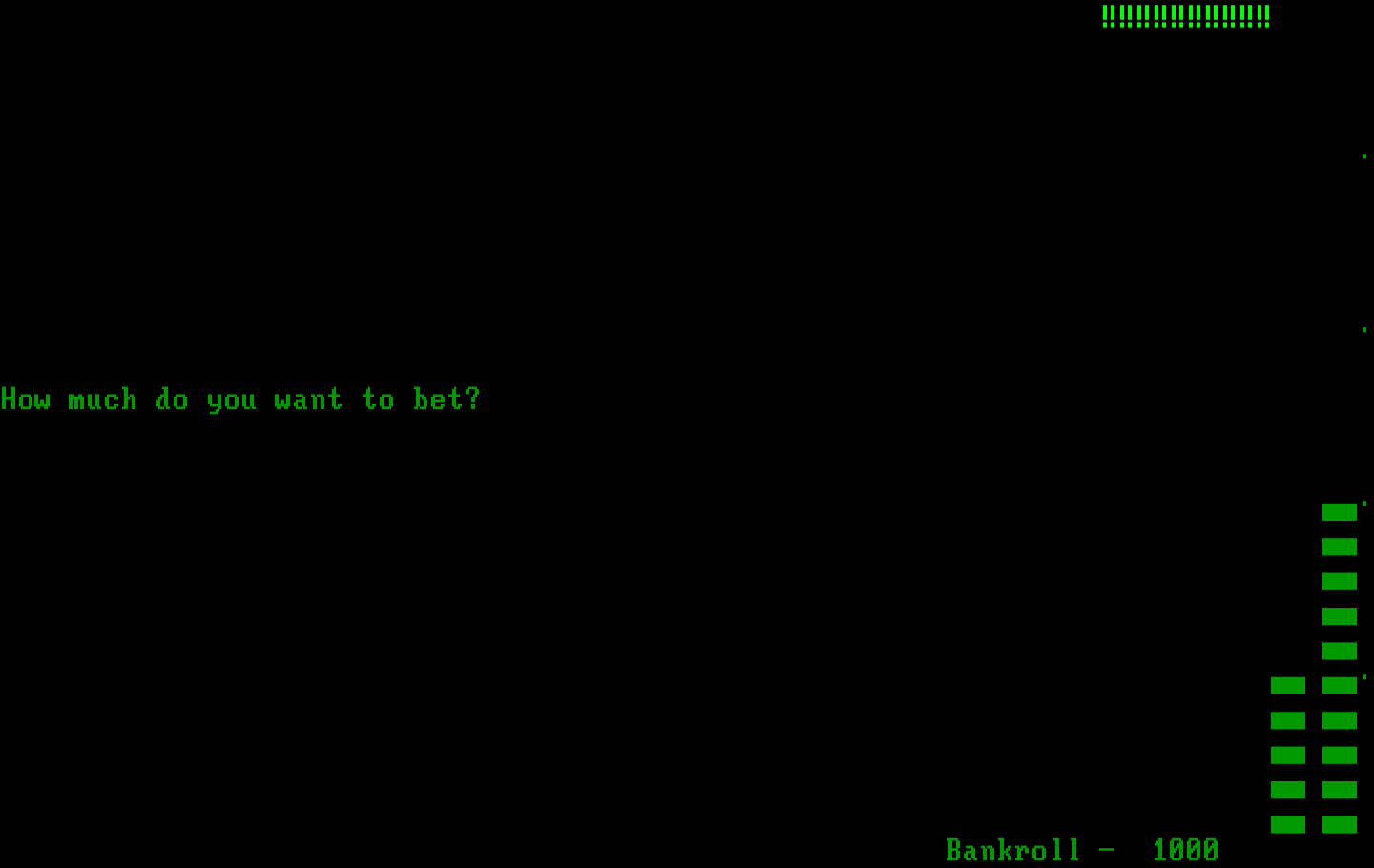Las Vegas Blackjack IBM PC/Compatibles Screenshot: How much do you want to bet?