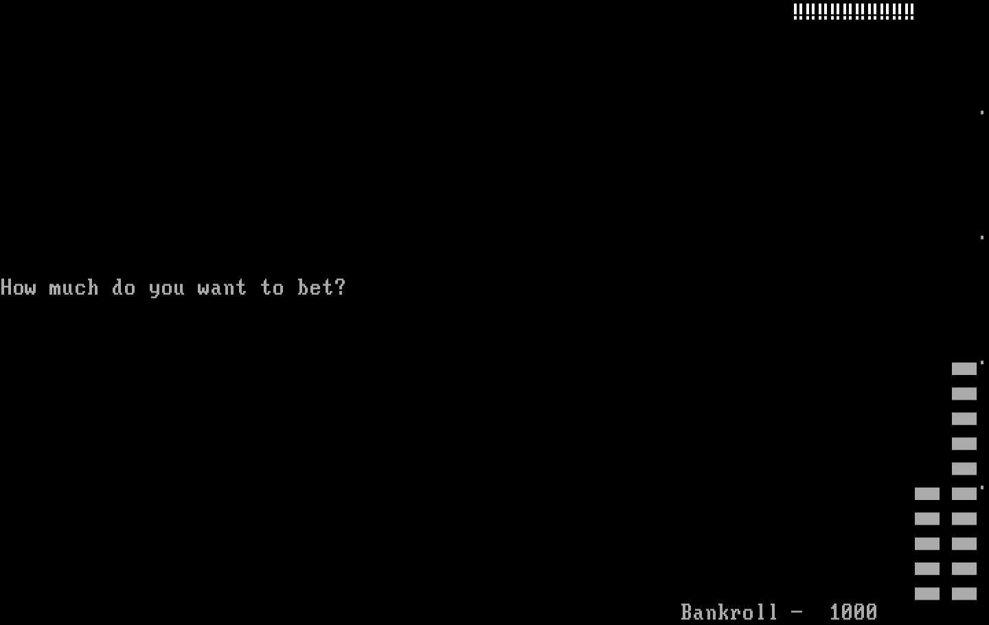 Las Vegas Blackjack IBM PC/Compatibles Screenshot: How much do you want to bet?