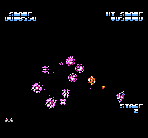 Gyruss NES / Famicom Screenshot: The NES version features enemies not found in the arcade version.