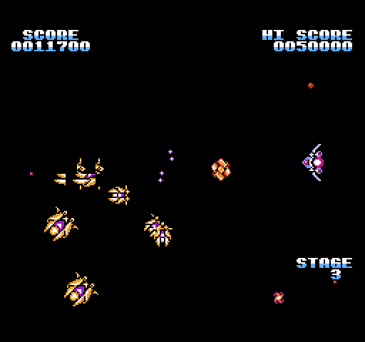 Gyruss NES / Famicom Screenshot: Dodge asteroids, you can't shoot them...