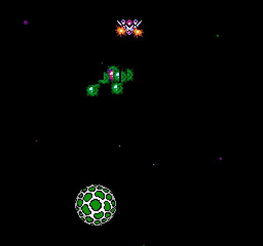 Gyruss NES / Famicom Screenshot: Don't crash into the large sphere that wanders the screen...