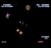 Gyruss for NES / Famicom - Those spikey creatures move rapidly, be on your guard!