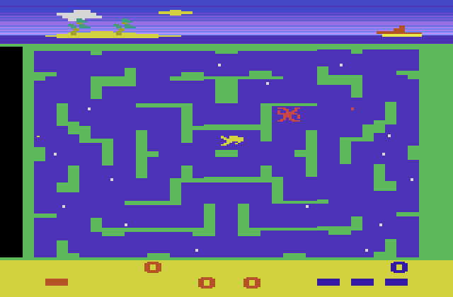 Lochjaw Atari 2600 Screenshot: Watch out for that quick moving octopus!