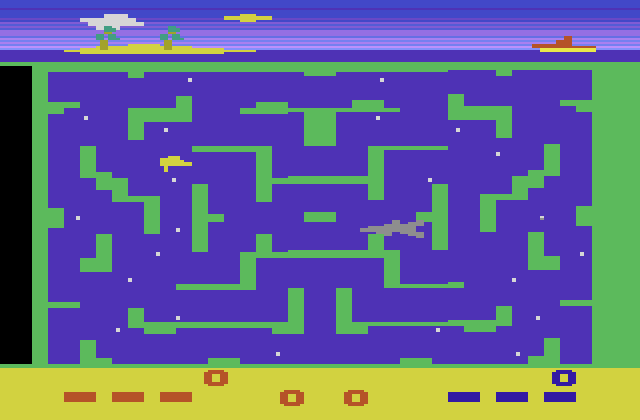 Lochjaw Atari 2600 Screenshot: Collecting treasures...