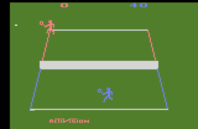 Tennis Atari 2600 Screenshot: Another point for the blue player...