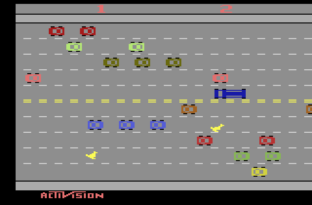 Freeway Atari 2600 Screenshot: Cross the road as many times as you can in the given time...