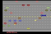 Freeway for Atari 2600 - The chicken on the left is hit by a car...