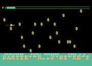 Airstrike for Atari 8-bit - There's a lot to crash into here, be careful navigating...