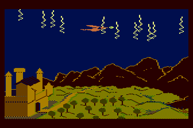 Dragonriders of Pern Atari 8-bit Screenshot: My dragon was hit by thread!