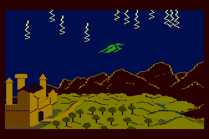 Dragonriders of Pern Atari 8-bit Screenshot: More threads falling...