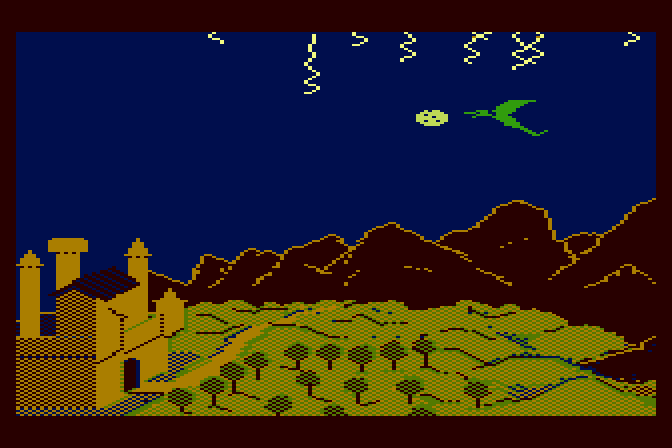 Dragonriders of Pern Atari 8-bit Screenshot: Threadfall begins!