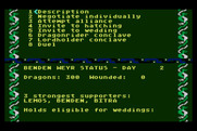Dragonriders of Pern for Atari 8-bit - The main in-game menu.
