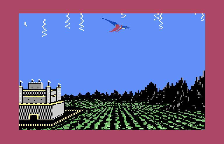 Dragonriders of Pern Commodore 64 Screenshot: Thread begins to fall!