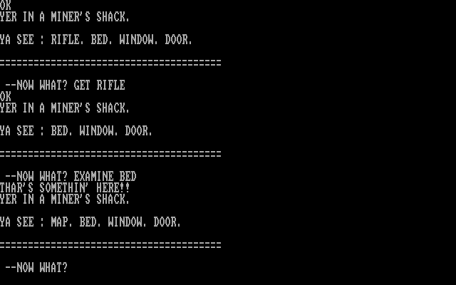 Lost Dutchman's Gold IBM PC/Compatibles Screenshot: Examining a miner's shack...