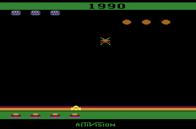 Spider Fighter Atari 2600 Screenshot: I'm hit!
