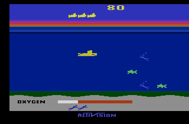 Seaquest Atari 2600 Screenshot: Game start.