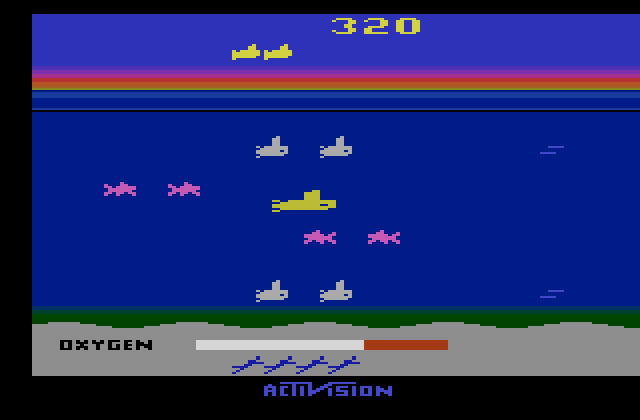Seaquest Atari 2600 Screenshot: Enemy subs start to appear...