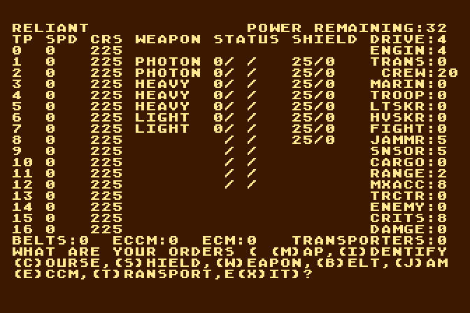 Cosmic Balance, The Atari 8-bit Screenshot: Player 2 menu.