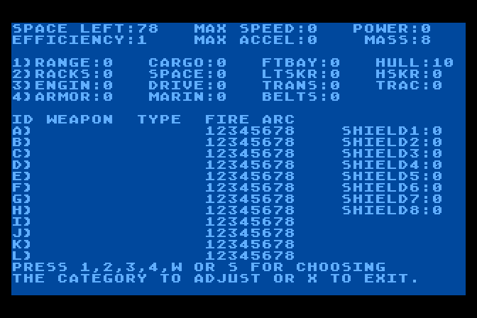 Cosmic Balance, The Atari 8-bit Screenshot: You can also create new ships.