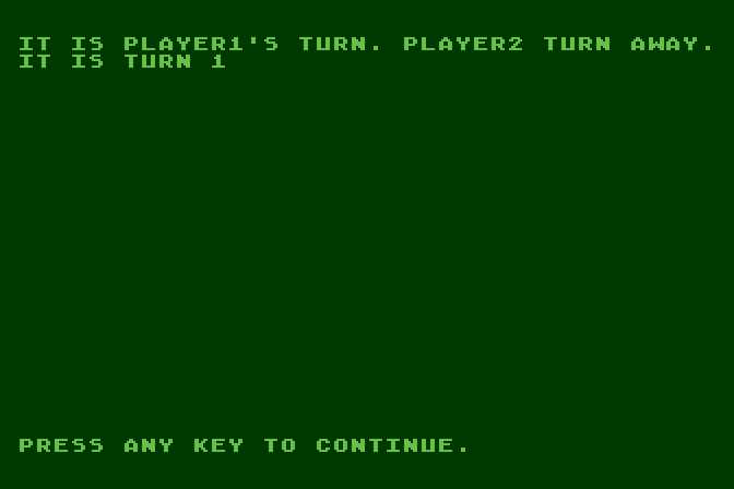 Cosmic Balance, The Atari 8-bit Screenshot: Player 2, don't look at the screen during player 1's turn!