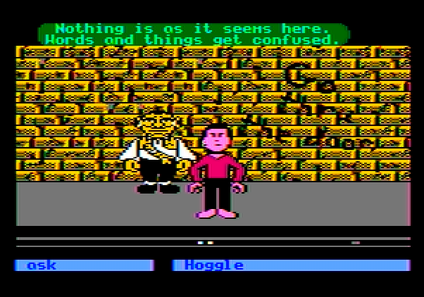 Labyrinth: The Computer Game Apple II Screenshot: Hoggle attempts to help...