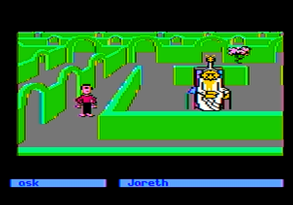 Labyrinth: The Computer Game Apple II Screenshot: Entering the wise man's garden...
