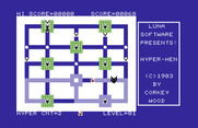 Hyper-Hen for Commodore 64 - Don't let Hyper-Hen get caught by the many dangers!