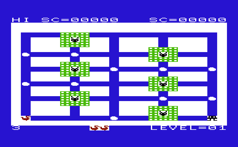 Hyper-Hen Commodore VIC-20 Screenshot: Game start.
