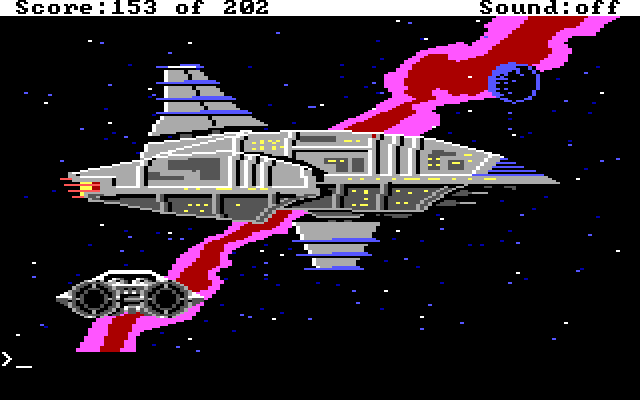 Space Quest: Chapter I - The Sarien Encounter IBM PC/Compatibles Screenshot: The Deltaur...danger lurks here...
