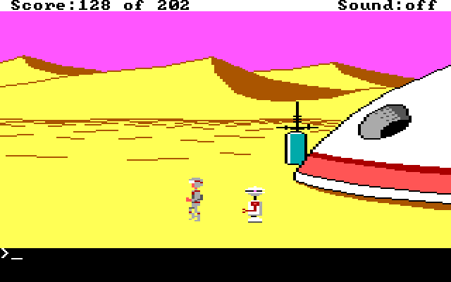 Space Quest: Chapter I - The Sarien Encounter IBM PC/Compatibles Screenshot: The droid follows you around now.