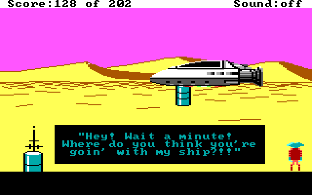 Space Quest: Chapter I - The Sarien Encounter IBM PC/Compatibles Screenshot: Taking off...