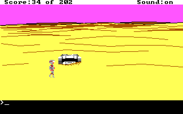 Space Quest: Chapter I - The Sarien Encounter IBM PC/Compatibles Screenshot: Crash landed on a strange planet.