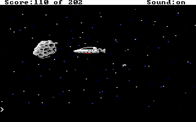 Space Quest: Chapter I - The Sarien Encounter IBM PC/Compatibles Screenshot: Another arcade sequence...don't crash into the asteroid!