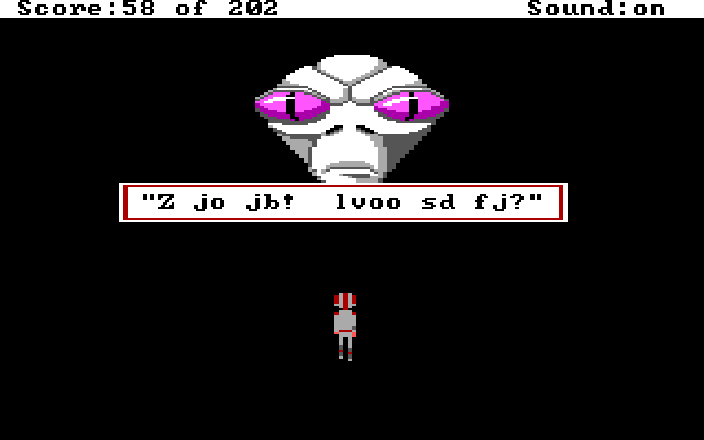 Space Quest: Chapter I - The Sarien Encounter IBM PC/Compatibles Screenshot: What is this guy trying to say?!