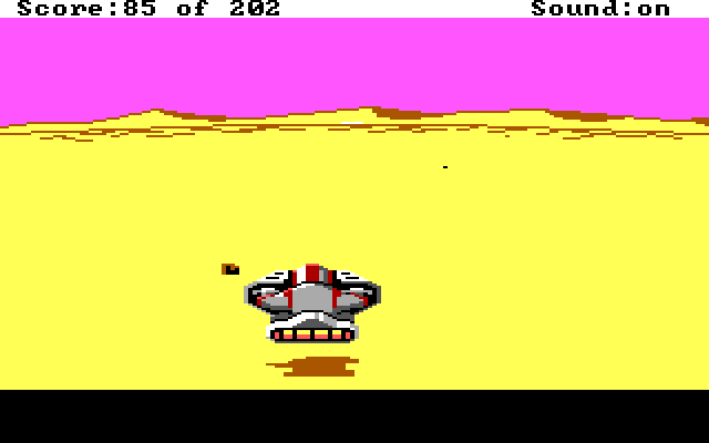 Space Quest: Chapter I - The Sarien Encounter IBM PC/Compatibles Screenshot: One of the arcade sequences...avoid the rocks!