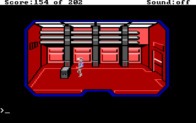 Space Quest: Chapter I - The Sarien Encounter IBM PC/Compatibles Screenshot: Hmm, wonder if this box is of any use...