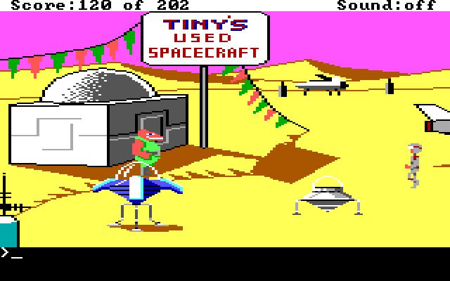 Space Quest: Chapter I - The Sarien Encounter IBM PC/Compatibles Screenshot: A used spacecraft! Just what I need about now.