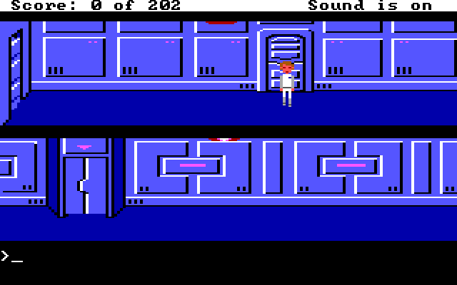 Space Quest: Chapter I - The Sarien Encounter IBM PC/Compatibles Screenshot: Game start.