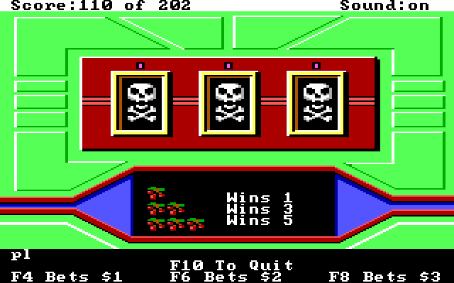 Space Quest: Chapter I - The Sarien Encounter IBM PC/Compatibles Screenshot: If you need money, this potentially deadly slot machine can help.